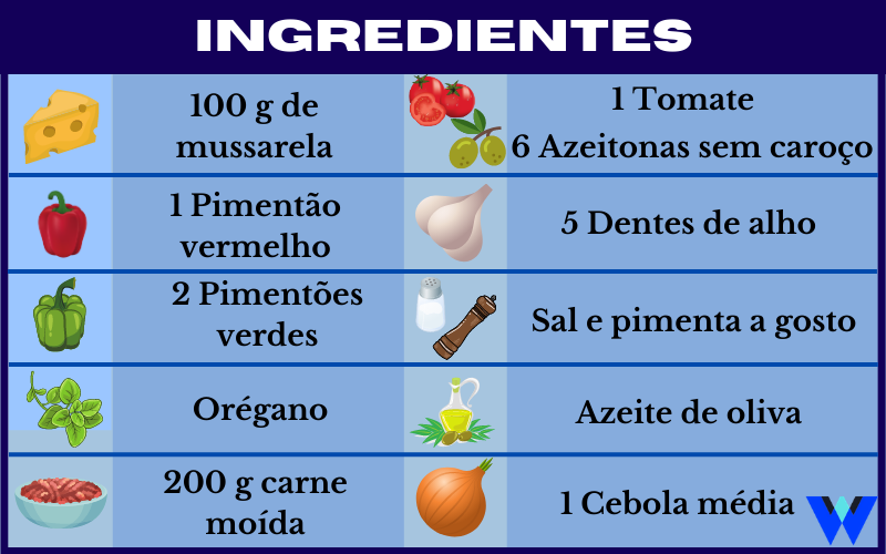 Ingredientes para o pimentão recheado