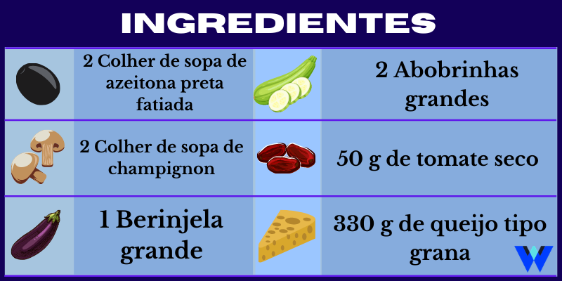 ingredientes do legumes recheados com queijo