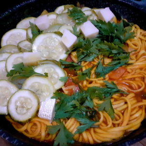 Talharim com abobrinha e Emmental