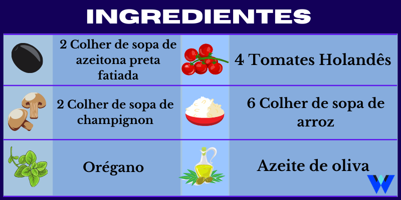 Ingredientes do Tomate recheado com arroz