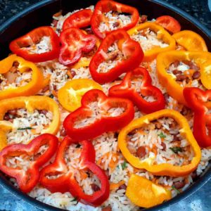 Arroz de forno com pimentão fácil