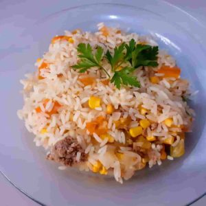 Arroz com carne moída a moda da casa
