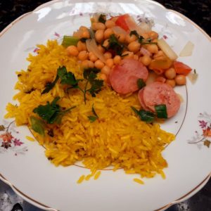 Arroz com açafrão e grão de bico. Receita nota 10