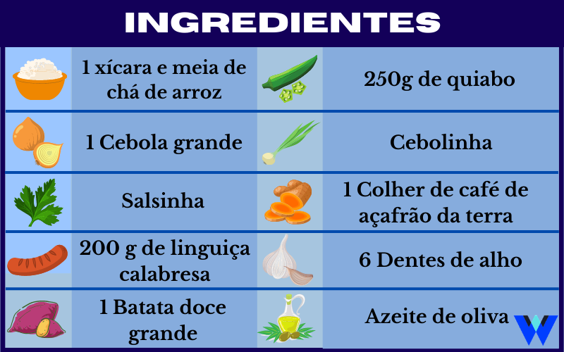 Arroz com açafrão e linguiça ingredientes