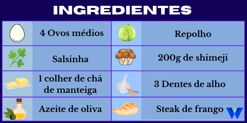 Ovo mexido com shimeji ingredientes