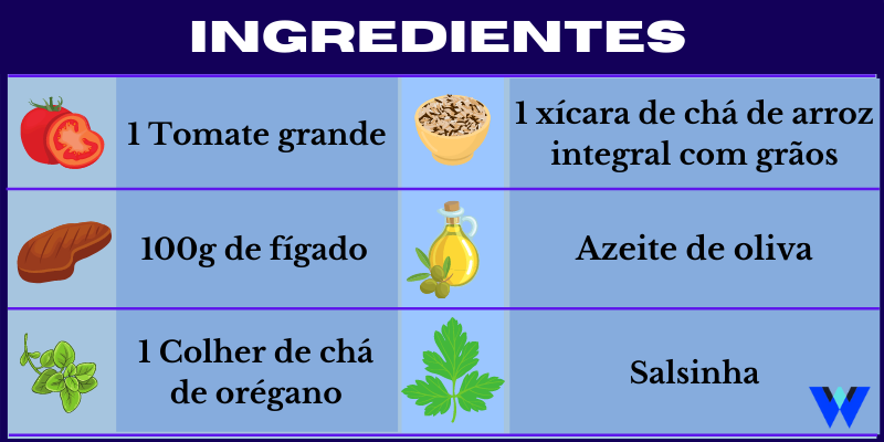 fígado com arroz integral ingredientes