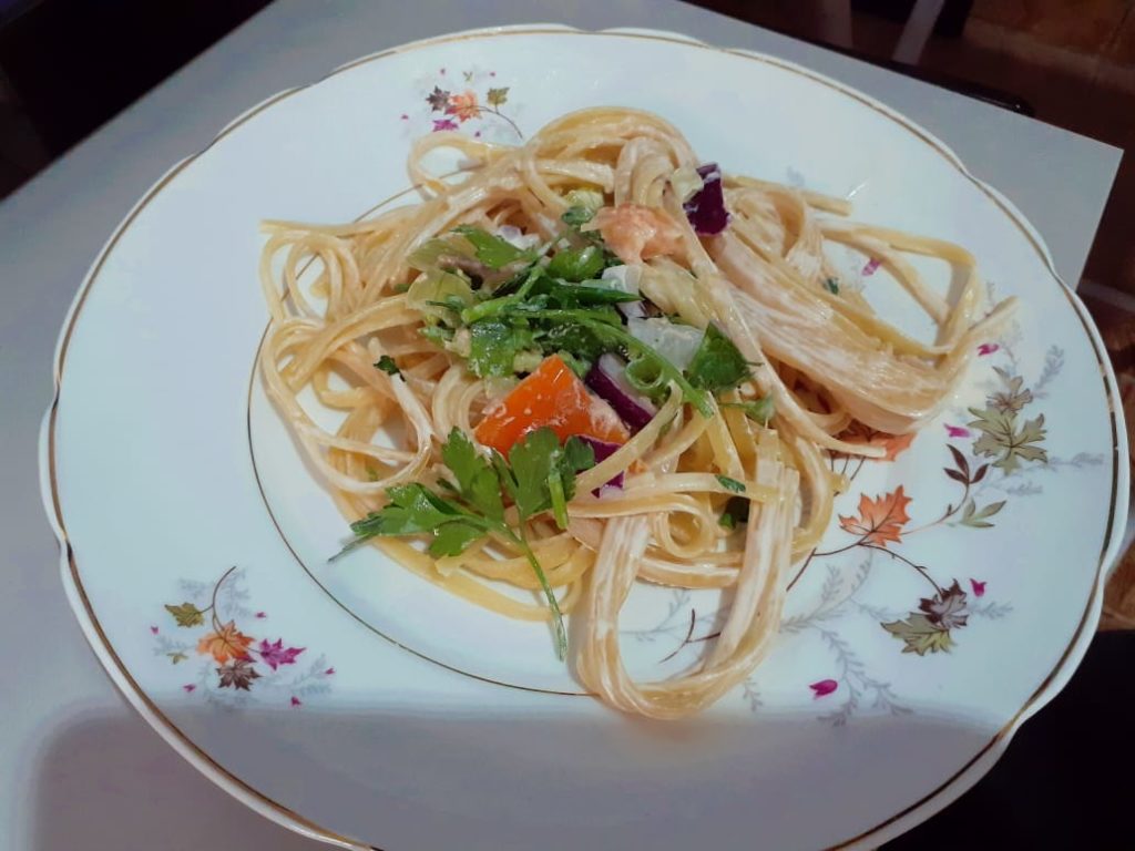 macarrão ao molho branco vegano