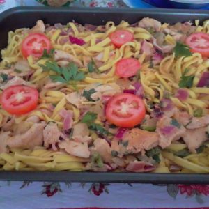 Talharim de estrogonofe de frango