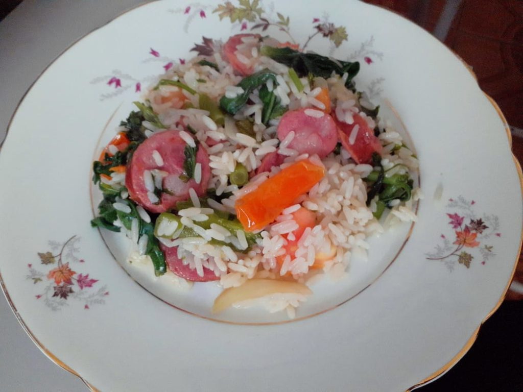 arroz com espinafre simples
