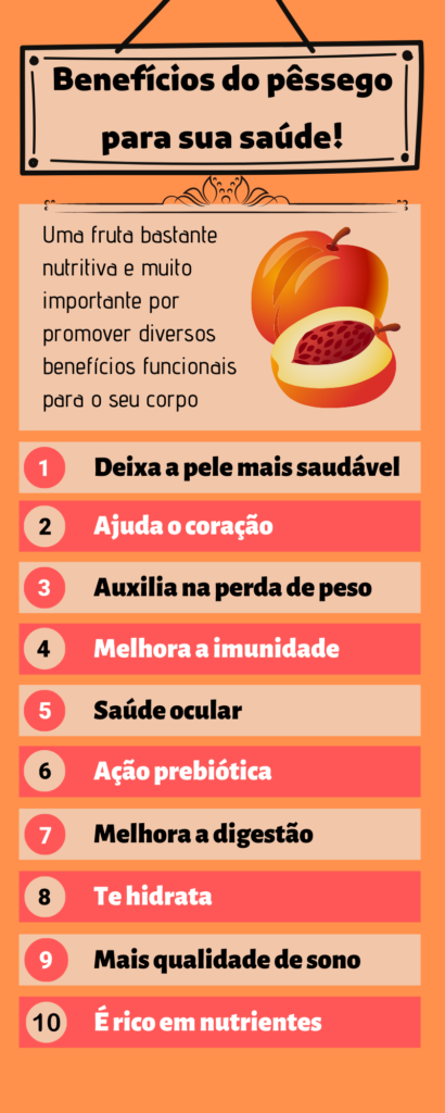 infográfico Benefícios do pêssego para saúde