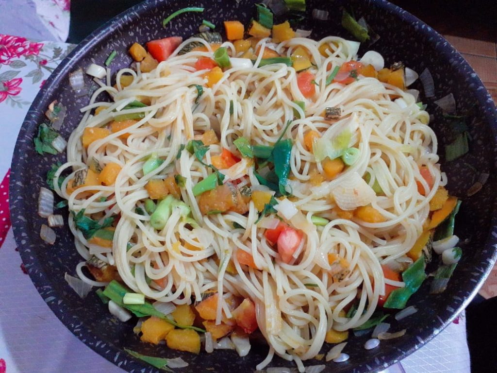 receita de espaguete com legumes