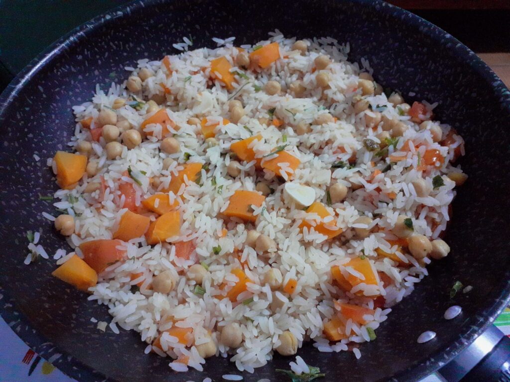 Receita de arroz com grão de bico