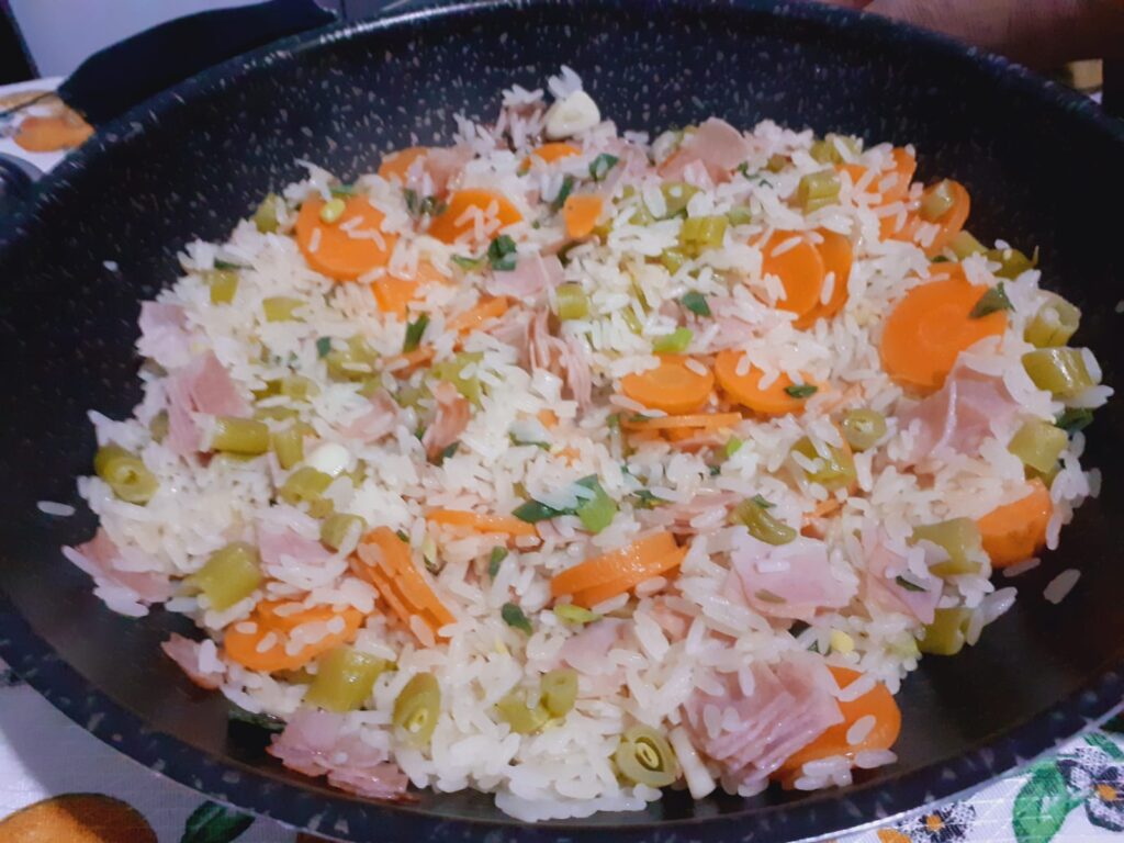 Arroz com vagem e cenoura